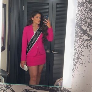 Express Pink blazer and skirt